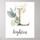 L Letter Monogram Greenerity Kinderzimmer Name Wal Poster (Vorne)