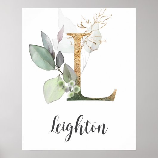 L Letter Monogram Greenerity Kinderzimmer Name Wal Poster (Vorne)