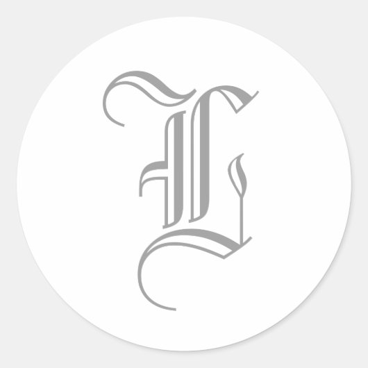 L Letter Monogram Sticker Grau Altes Englisch (Vorderseite)