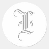 L Letter Monogram Sticker Grau Altes Englisch