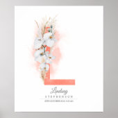 L Letter Monogram White Orchias and Pampas Grass Poster (Vorne)