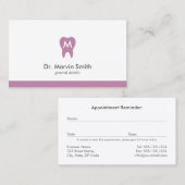 L Lila Zahnarztmonogramm Zahnzahnarztzahnarzt Terminkarte (Vorne/Hinten)