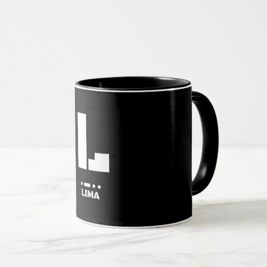L(Lima) NATO Phonetic Alphabet & Morse Code Tasse (VorderseiteRechts)