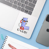 L-llo Funny Letter L Pun Aufkleber (Laptop mit iPhone)