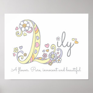 L monogram art Lily Girls name Bedeutung Plakat