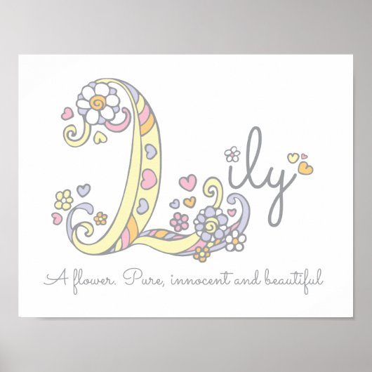 L monogram art Lily Girls name Bedeutung Plakat (Vorne)