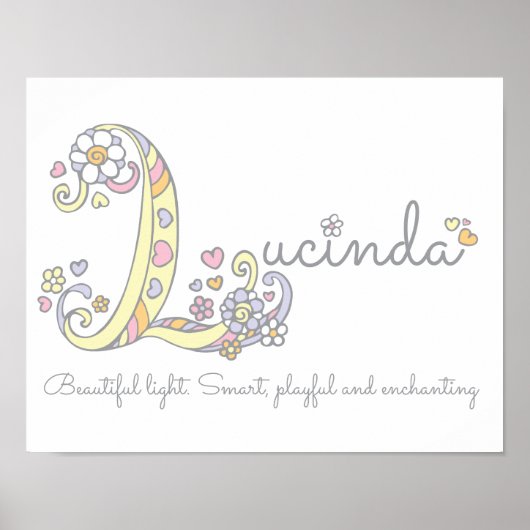 L monogram art Lucinda girls name meint poster (Vorne)