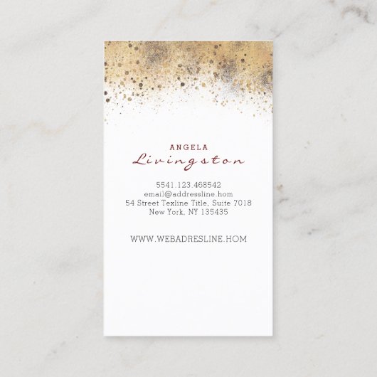 L Monogram Burgundy Blume und Gold Glitzer Visitenkarte (Rückseite)