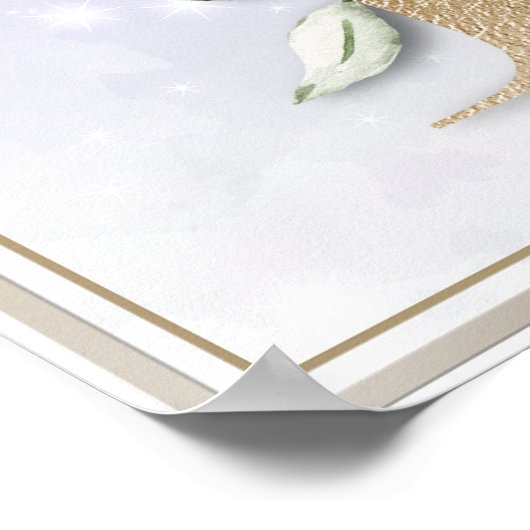 L Monogram Burgundy Floral Poster (Ecke)