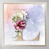 L Monogram Burgundy Floral Poster (Vorne)