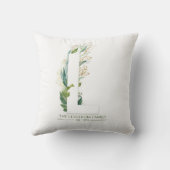 L Monogram Elegant Gold Greenery Familienname Kissen (Rückseite)
