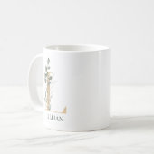 L Monogram Floral Personalisiert Coffee Tasse (Vorderseite Links)