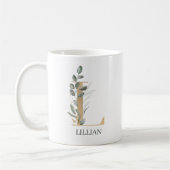 L Monogram Floral Personalisiert Coffee Tasse (Links)