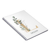 L Monogram Floral Personalisiertes Notebook Notizblock (Rechte Seite)