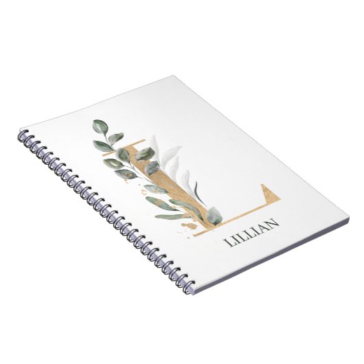 L Monogram Floral Personalisiertes Notebook Notizblock (Rechte Seite)