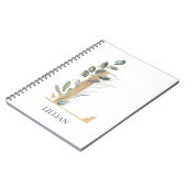 L Monogram Floral Personalisiertes Notebook Notizblock (Linke Seite)