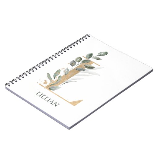 L Monogram Floral Personalisiertes Notebook Notizblock (Linke Seite)