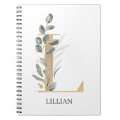 L Monogram Floral Personalisiertes Notebook Notizblock (Vorderseite)