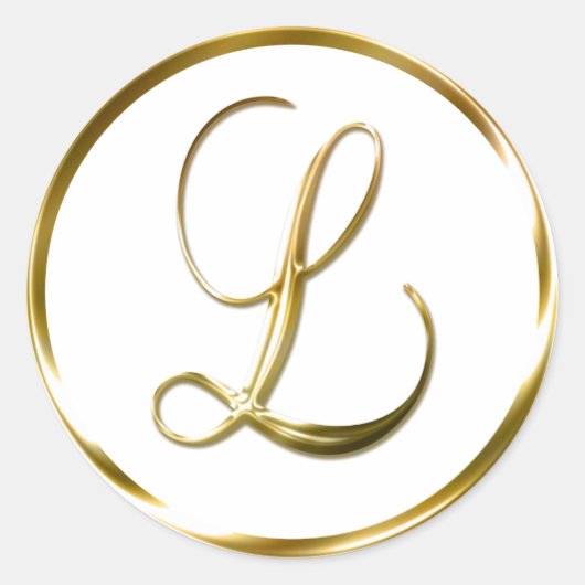 L Monogram Imitate Gold Umschlag oder Günstige Sie Runder Aufkleber (Vorderseite)