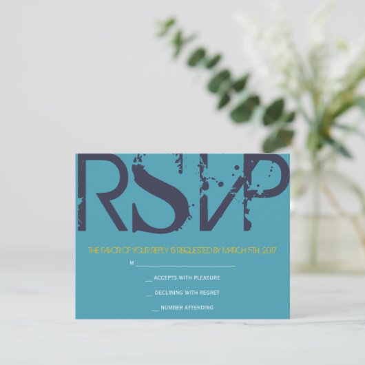 L Monogram Initials Bar Bat Mitzvah Reply Card RSVP Karte (Stehend Vorderseite)