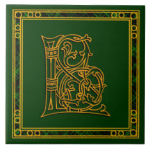 L Monogram "Irish Gold on Green" Keramik Tiles