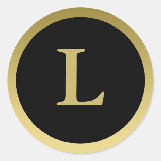 L: Monogram L Elegant Gold and Black Stickers (Vorderseite)
