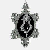 L Monogramm Erstverzierung Schneeflocken Zinn-Ornament (Links)