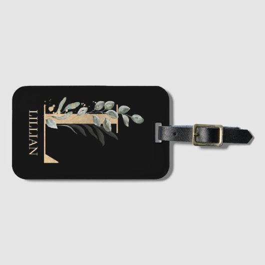 L Monogramm Floral Personalisiert Gepäckanhänger (Vorderseite (Horizontal))