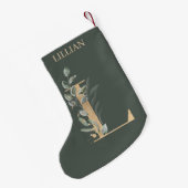 L Monogramm Floral Personalisiert Kleiner Weihnachtsstrumpf (Rückseite (Hängend))