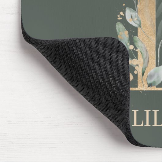 L Monogramm Floral Personalisiert Mousepad (Ecke)