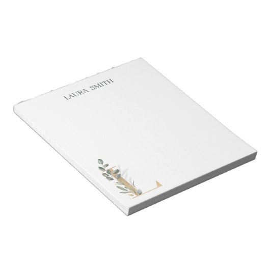 L Monogramm Floral Personalisiert Notizblock (angewinkelt)