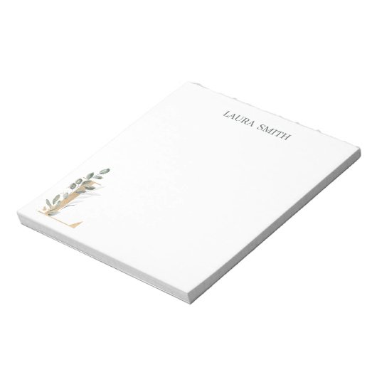 L Monogramm Floral Personalisiert Notizblock (Rotiert)