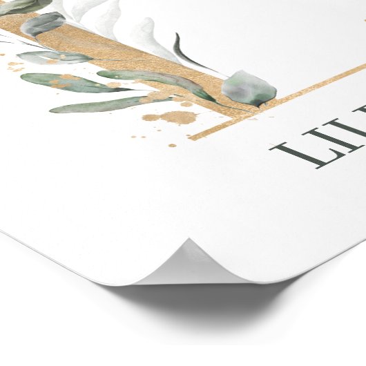 L Monogramm Floral Personalisiert Poster (Ecke)