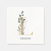 L Monogramm Floral Personalisiert Serviette (Vorderseite)