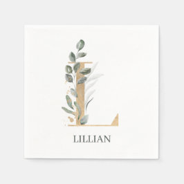 L Monogramm Floral Personalisiert Serviette