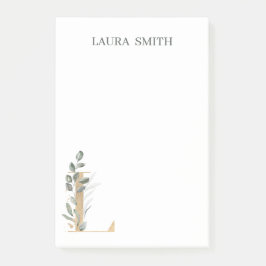 L Monogramm florale Personalisierte Postit-Hinweis Post-it Klebezettel