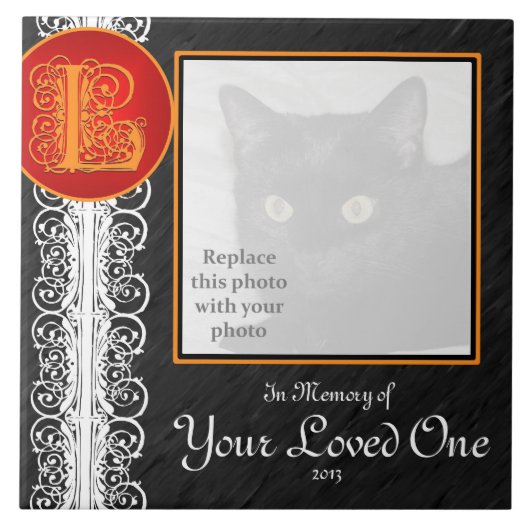 L Monogramm "In Gedächtnis deines Liebsten" Tile Fliese (Vorderseite)