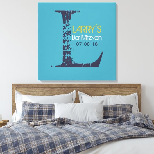 L Monogramm Initial Bar Bat Mitzvah Sign-In Board Leinwanddruck (Insitu (Schlafzimmer))