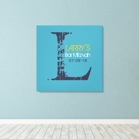 L Monogramm Initial Bar Bat Mitzvah Sign-In Board Leinwanddruck (Insitu (Holzboden))