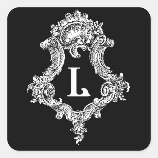 L Monogramm Initiale Quadratischer Aufkleber (Vorderseite)