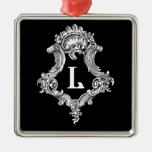 L Monogramm Initiale Silbernes Ornament (Vorne)