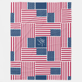 L Monogramm patriotische amerikanische Flagge Amer Fleecedecke