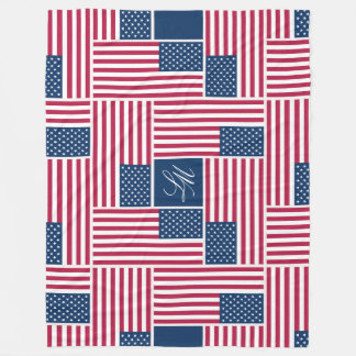 L Monogramm patriotische amerikanische Flagge Amer Fleecedecke