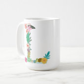 L Monogramm-Tasse, Blumenl Initiale, botanisch Kaffeetasse (Vorderseite Links)