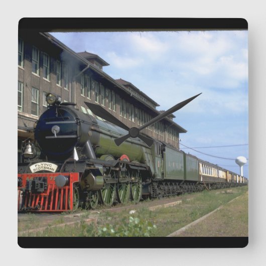 L&N 4-6-2 mit "Flying Scotsman_Trains Quadratische Wanduhr (Vorderseite)