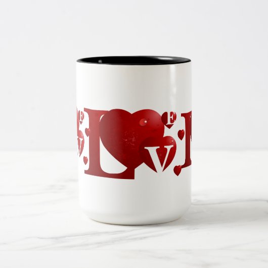 L.O.V.E. Herz Zweifarbige Tasse (Mittel)