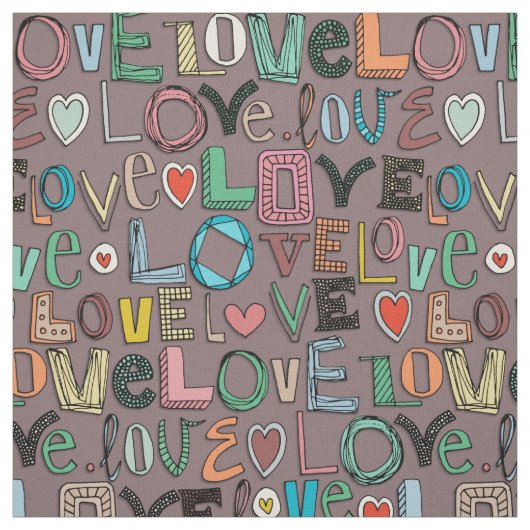l o v e LIEBE mocha Stoff (Muster)