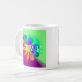 L O V E und P E A C E Blume Kaffee Tasse (Vorderseite Links)