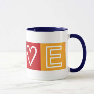 L-O-V-E - Zeichen für Herz und Frieden Tasse