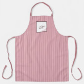 L Pink Stripe Rose Muster Initial Script Monogram Schürze (Vorderseite)